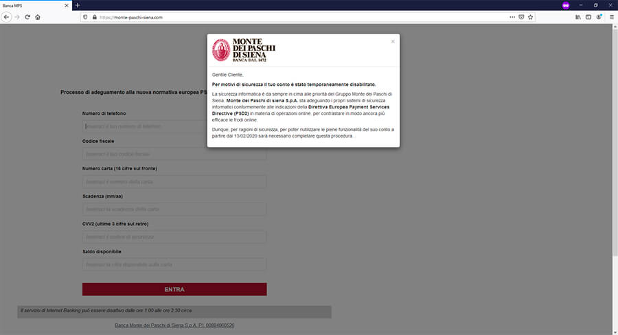 SMS Phishing MPS- frode informatica – banca mps SMS Phishing MPS- frode informatica - banca mps