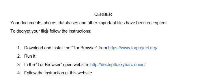 messaggio cerber ransomware messaggio cerber ransomware