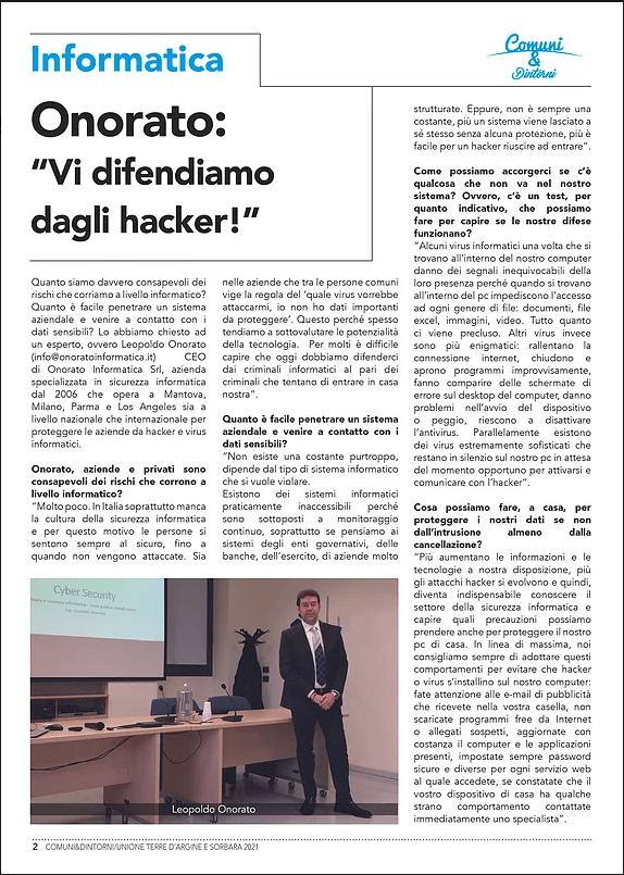 Intervista cybersecurity Leopoldo Onorato Intervista cybersecurity Leopoldo Onorato