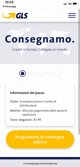 pacco in sospeso presso il centro di distribuzione pacco in sospeso presso il centro di distribuzione