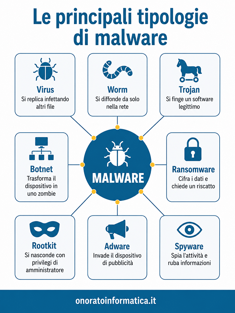 tipologie di malware infografica