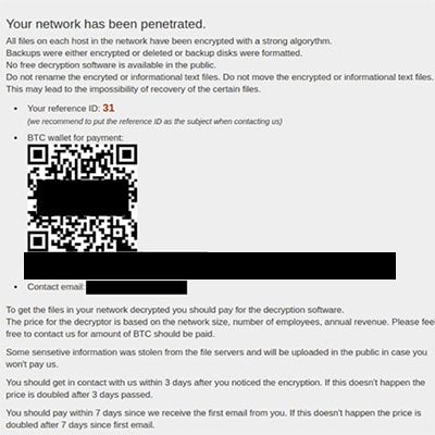 ransomware note sample ransomware note esempio
