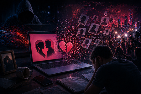 ashley-madison-attacco-hacker-privacy-image Illustrazione che rappresenta il caso Ashley Madison e le conseguenze dell'attacco hacker del 2015 sulla privacy degli utenti