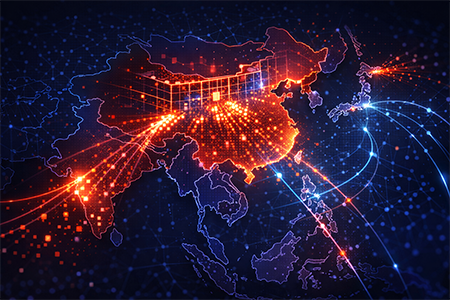 Illustrazione che rappresenta il leak del Great Firewall cinese e i meccanismi di censura digitale esportati da Pechino