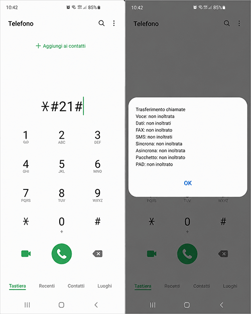 codice ussd android star 21 risultato