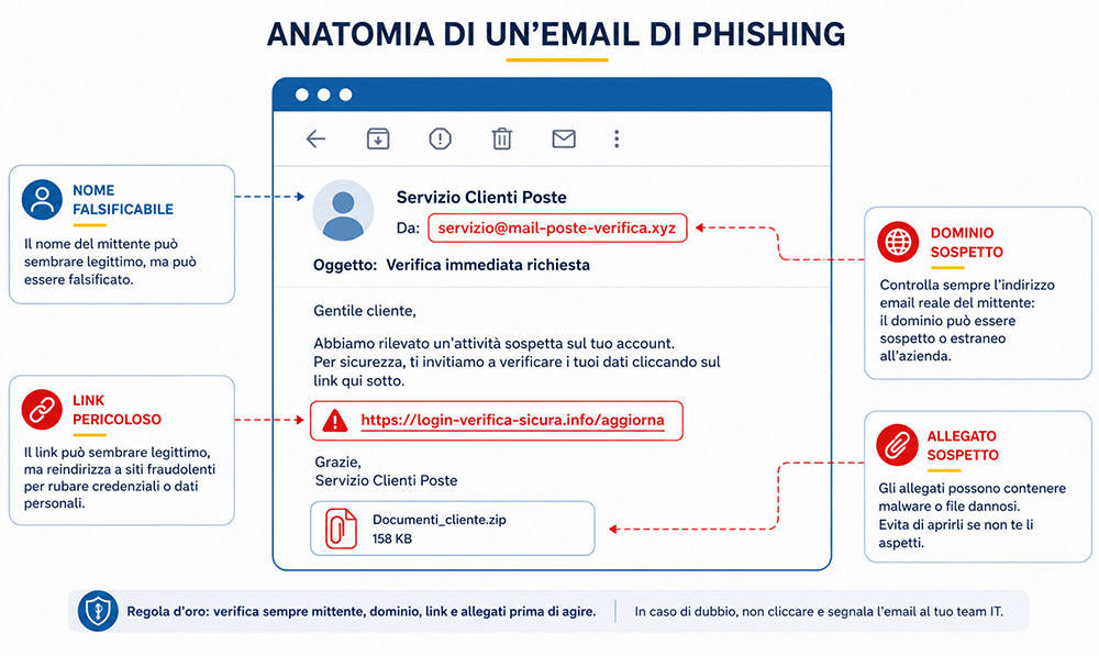 Anatomia di un'email di phishing: come riconoscere il mittente falso anatomia email phishing mittente falso